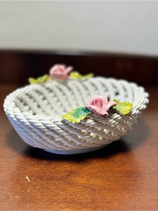 Vintage Other - Vintage Ceramic Open Weave Basket | Made in Italy